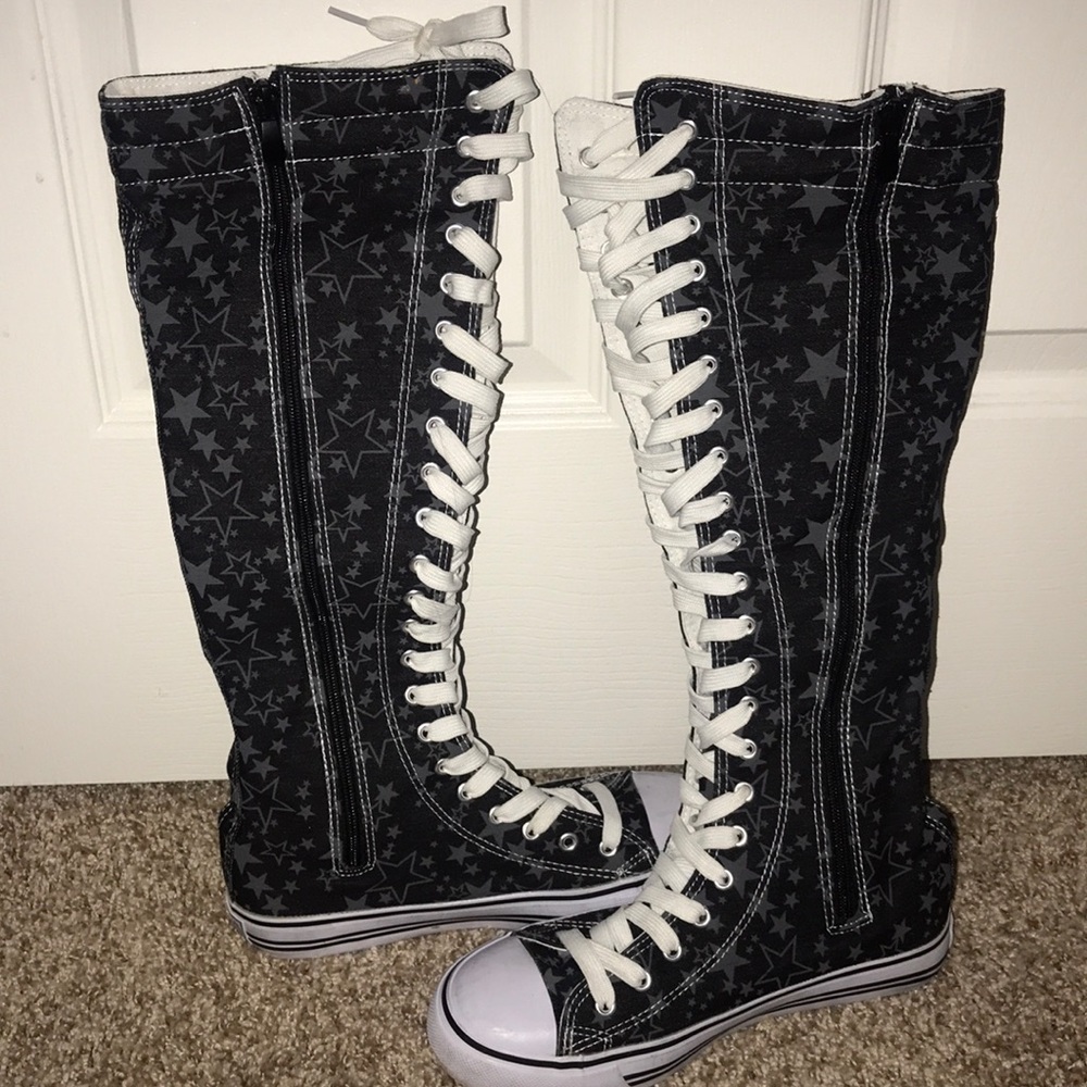 Lace-up knee high Sneaker boots